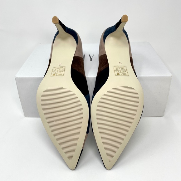 🆕 Billy Ella Patchwork Heel Size 10 Suede Leather Pointed Toe Colorblock Pump - Picture 11 of 13